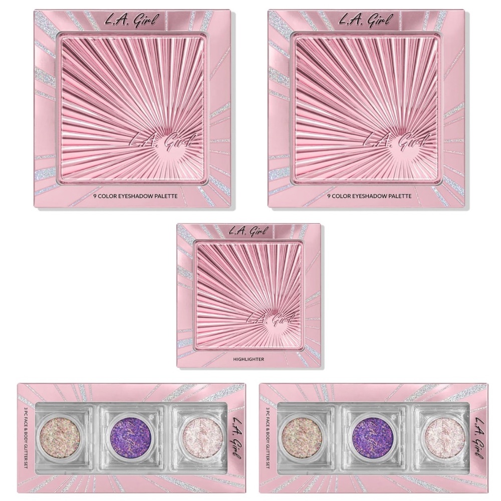 LA Girl Eyeshadow, Highlighter, and Body Glitter Bundle